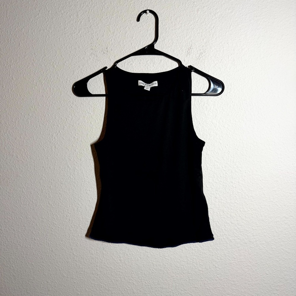 And Now This Ribbed Tank Top Womens Small Black Round Neck Athleisure Workout